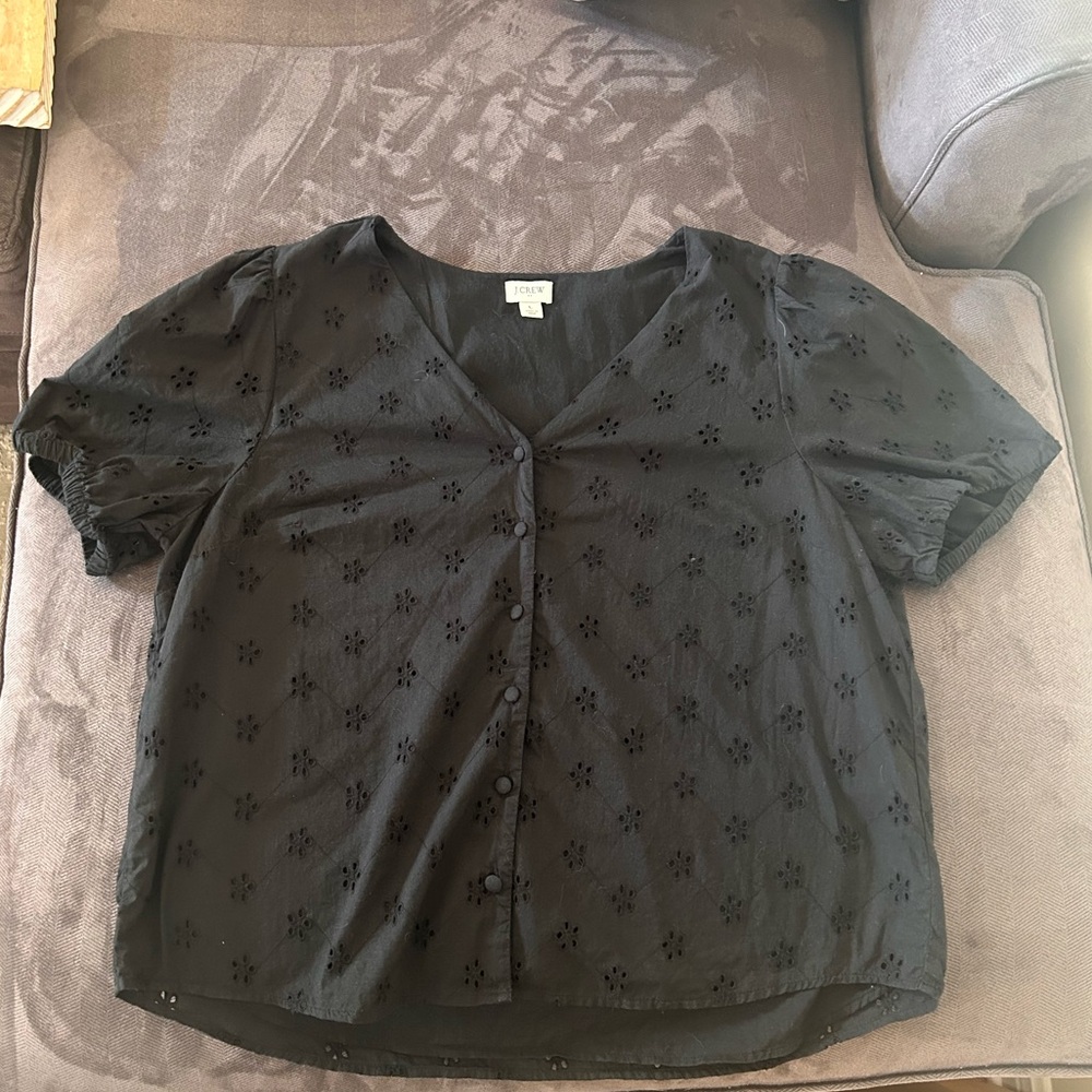 J crew eyelet button up top